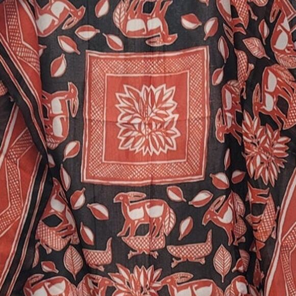 Vintage Jim Renoir Artistic Gazelle Bird Geese African Inspired Fashion Scarf - Picture 2 of 5